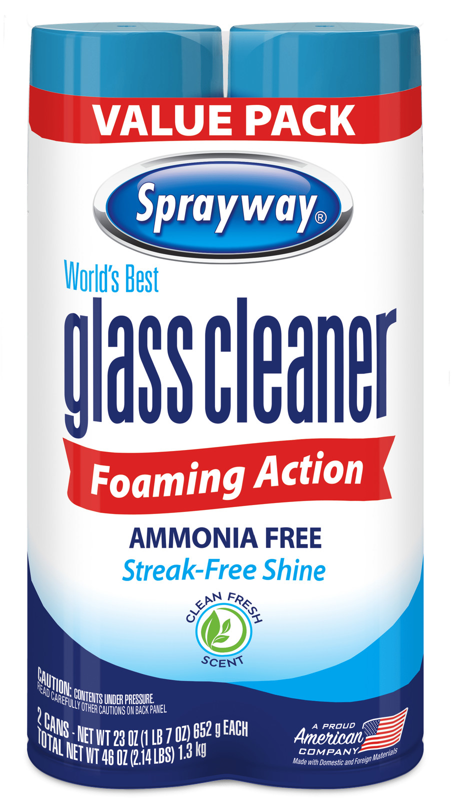 Glass Cleaner Foaming Aerosol Spray, 19 Oz. 2-Pack Free Shipping