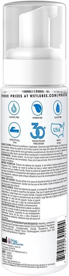 Wet Hygienic Foaming Toy Cleaner All Purpose Alcohol-Free Gentle Cleansing7.5 oz