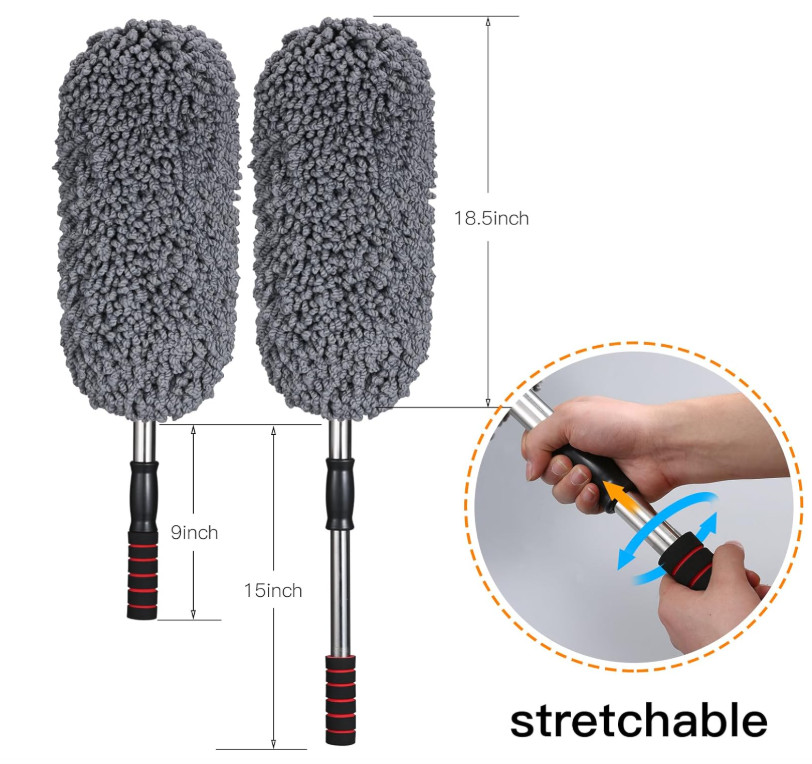 Set 3 Plumero Microfibra Extensible para Limpieza Auto sin Rayas