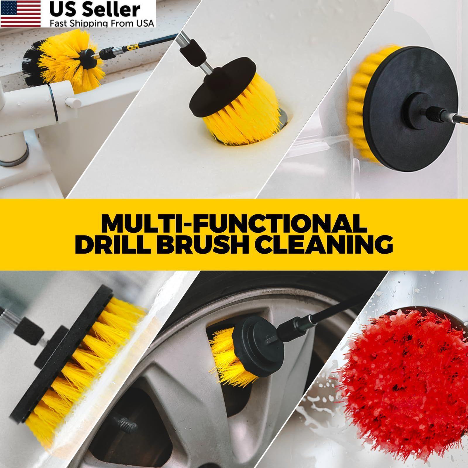 Holikme 22Pack Drill Brush Attachments Set,Scrub Pads & 22pack, Yellow