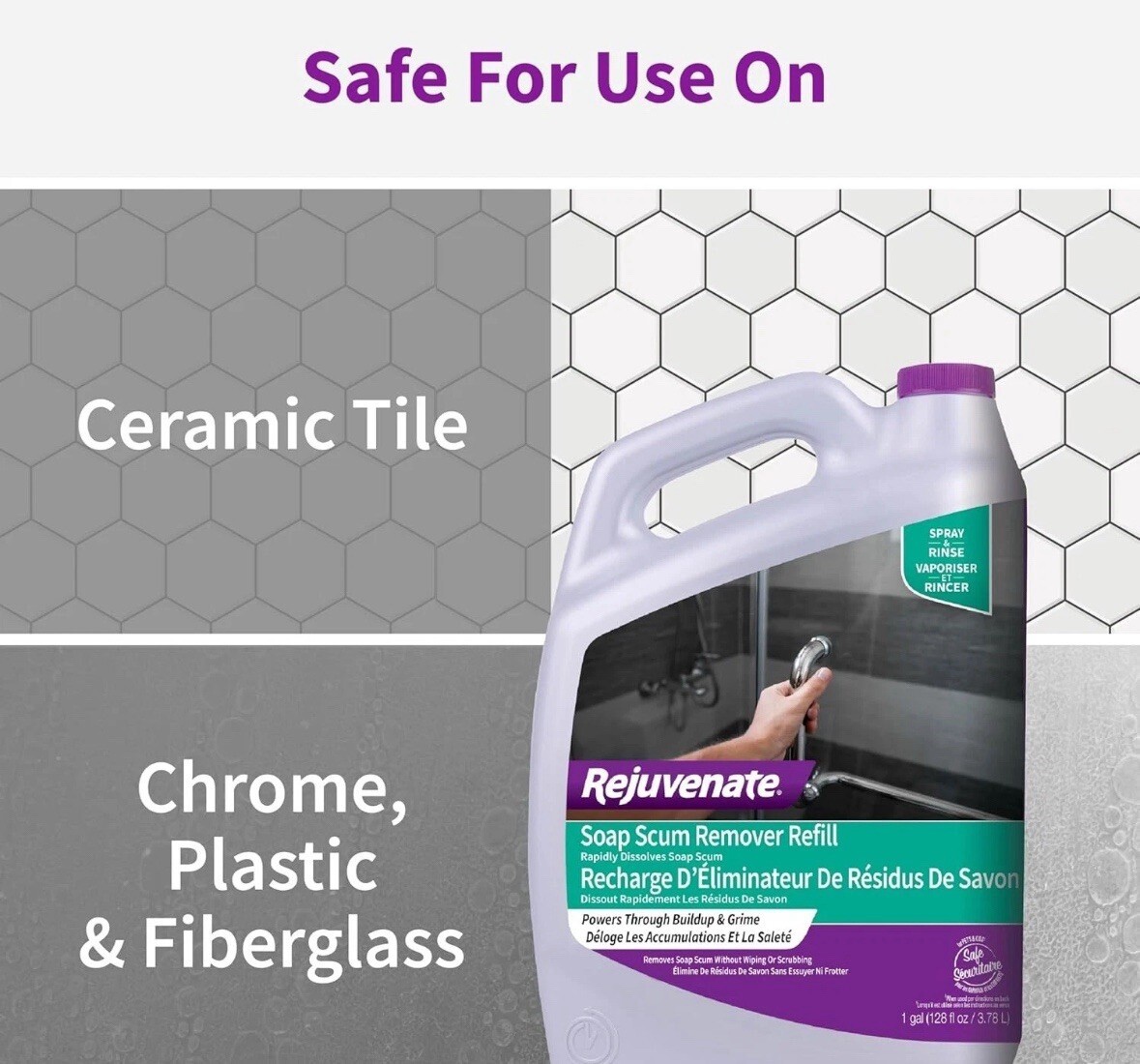 Rejuvenate Scrub Free Soap Scum Remover Cleaning 128 Fl Oz (Pack of 1)