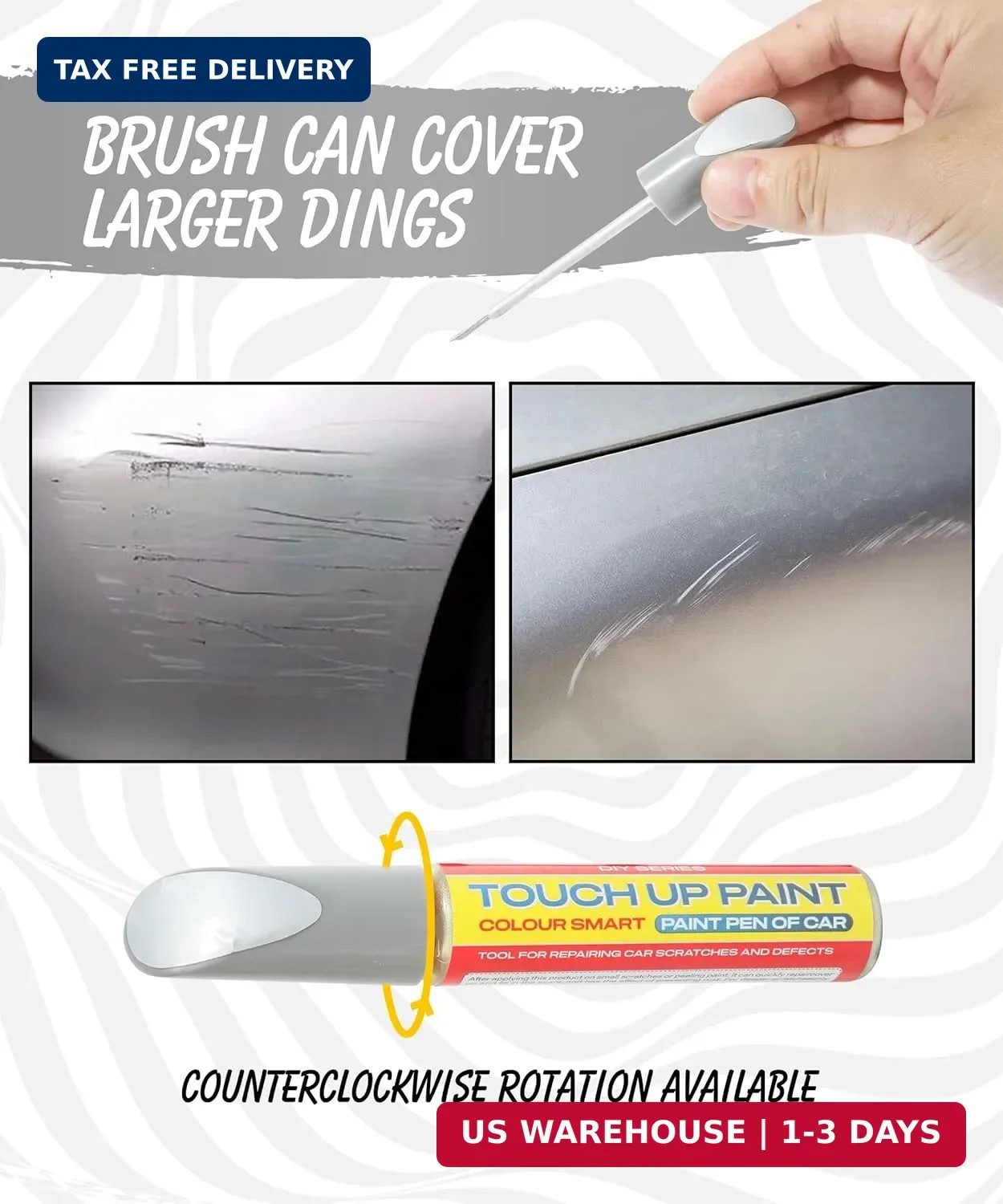 Pure Silver Touch Up Paint Universal Color Match for All Car Models Repair Pen