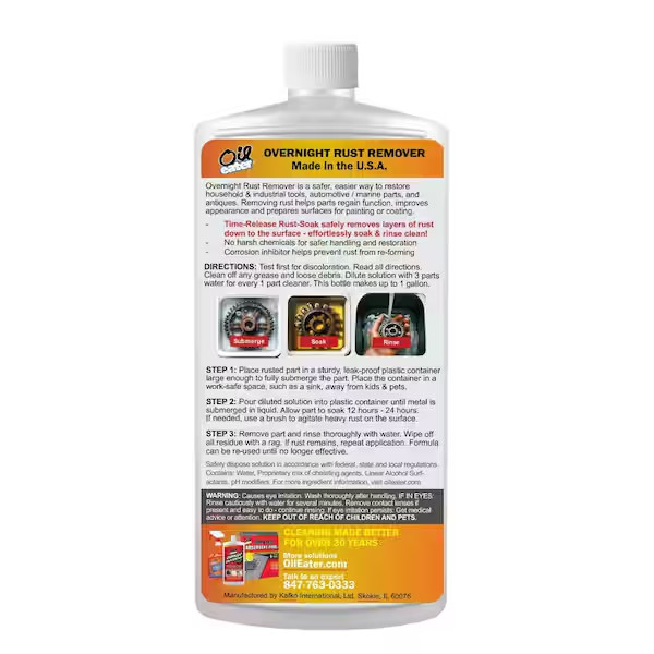 Rust Remover Soak Metal Cleaner Concentrate 32oz Makes 1Gal Tools Auto Safe