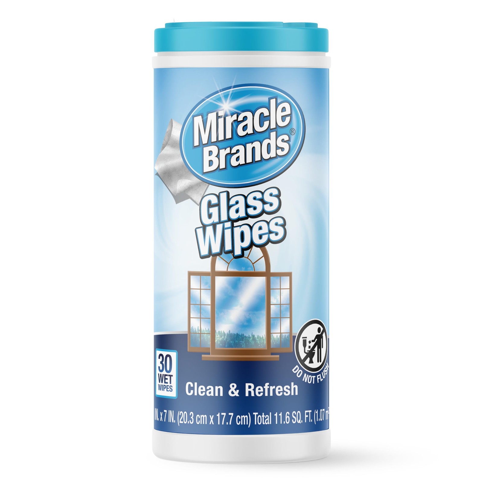 Glass Cleaning Wipes – Streak-Free, Disposable for Mirrors, Windows, Auto, 30 Ct