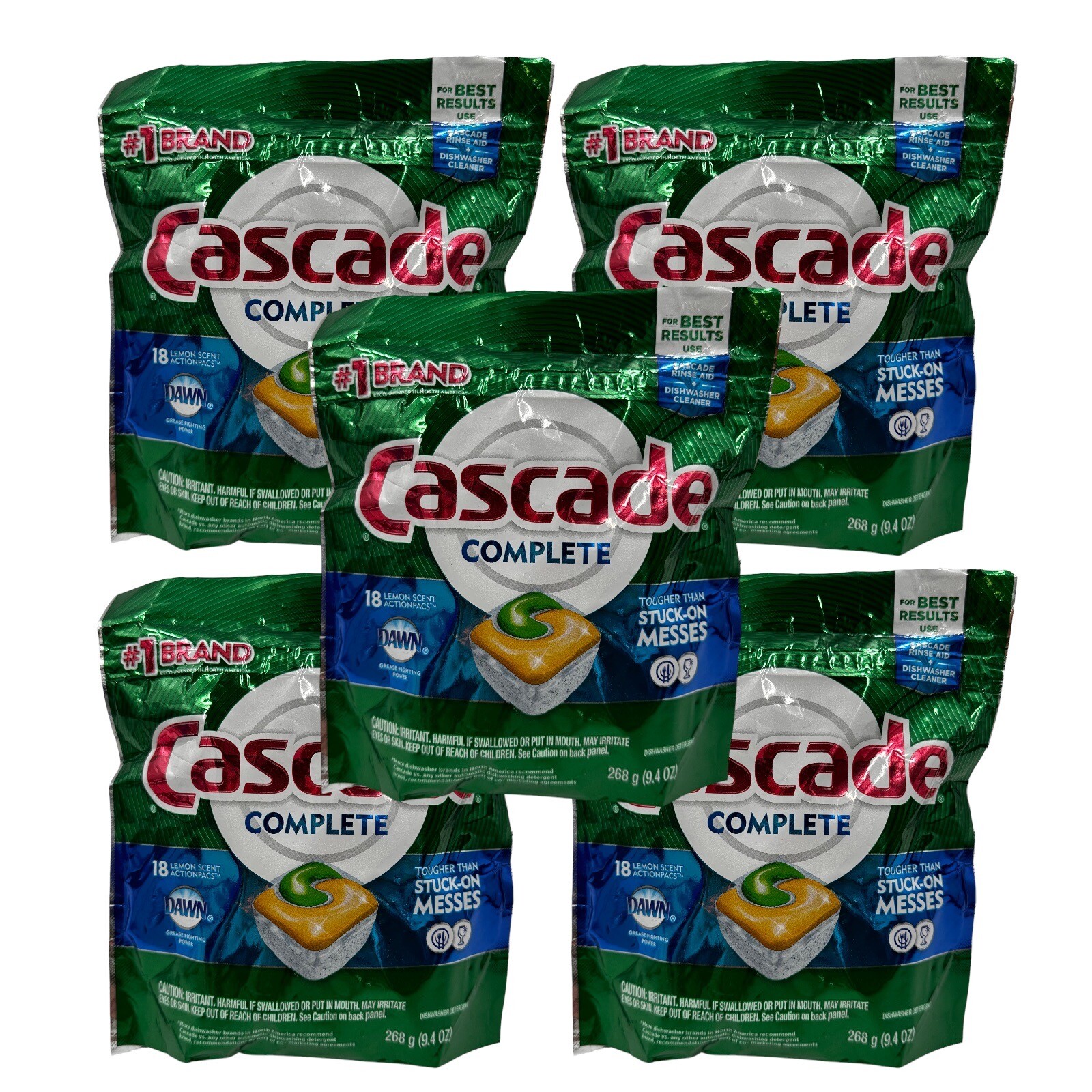 Cascade Complete Dawn Dishwasher Cleaner Lemon Scent Action Pacs Total 90