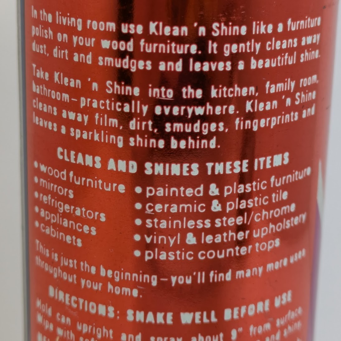 Johnson Wax Klean N Shine Foam Cleaner 1980 Spray Can – 90% Full – Vintage