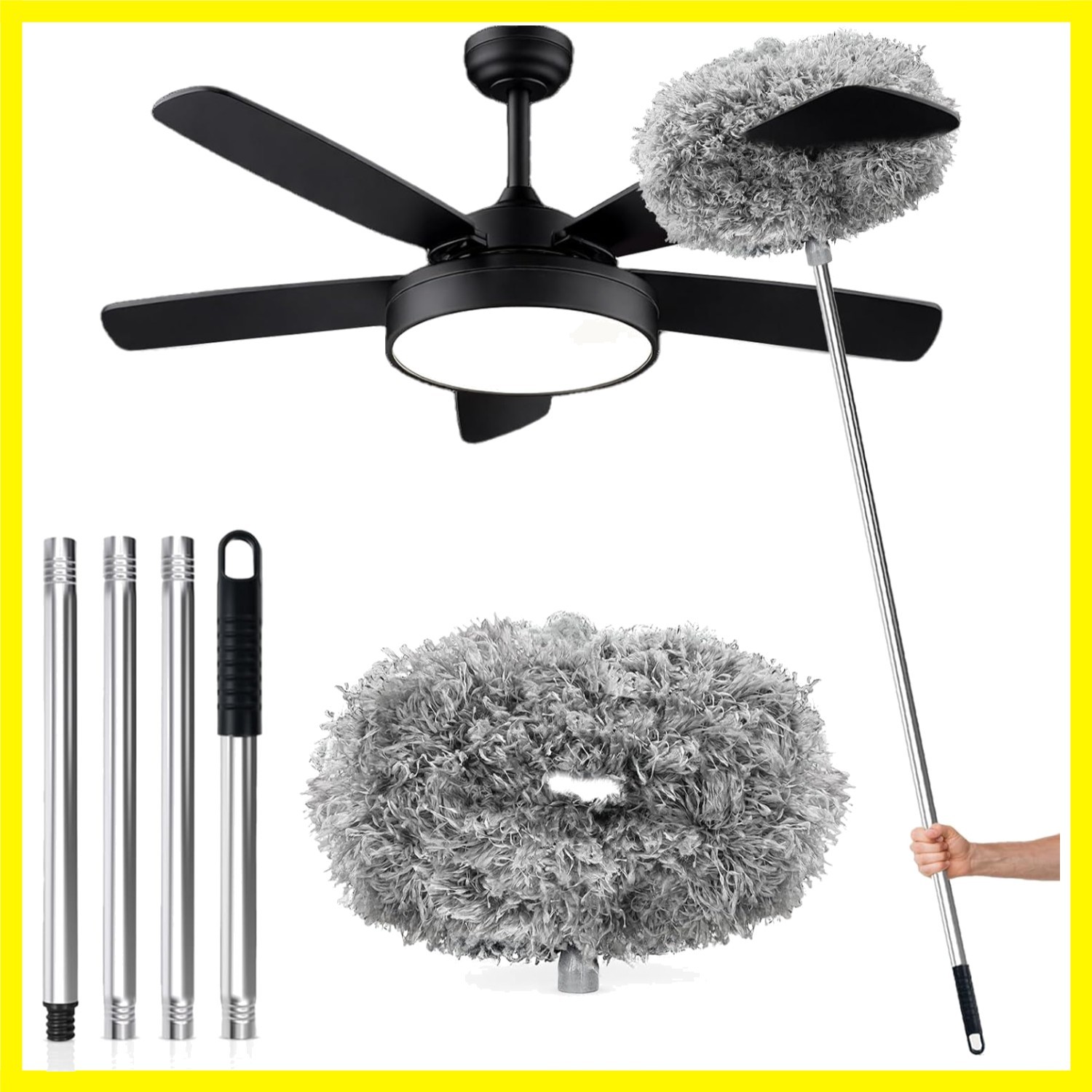 Ceiling Fan Cleaner Duster with Extension Pole, 12 to 51 Inch Duster Length, …
