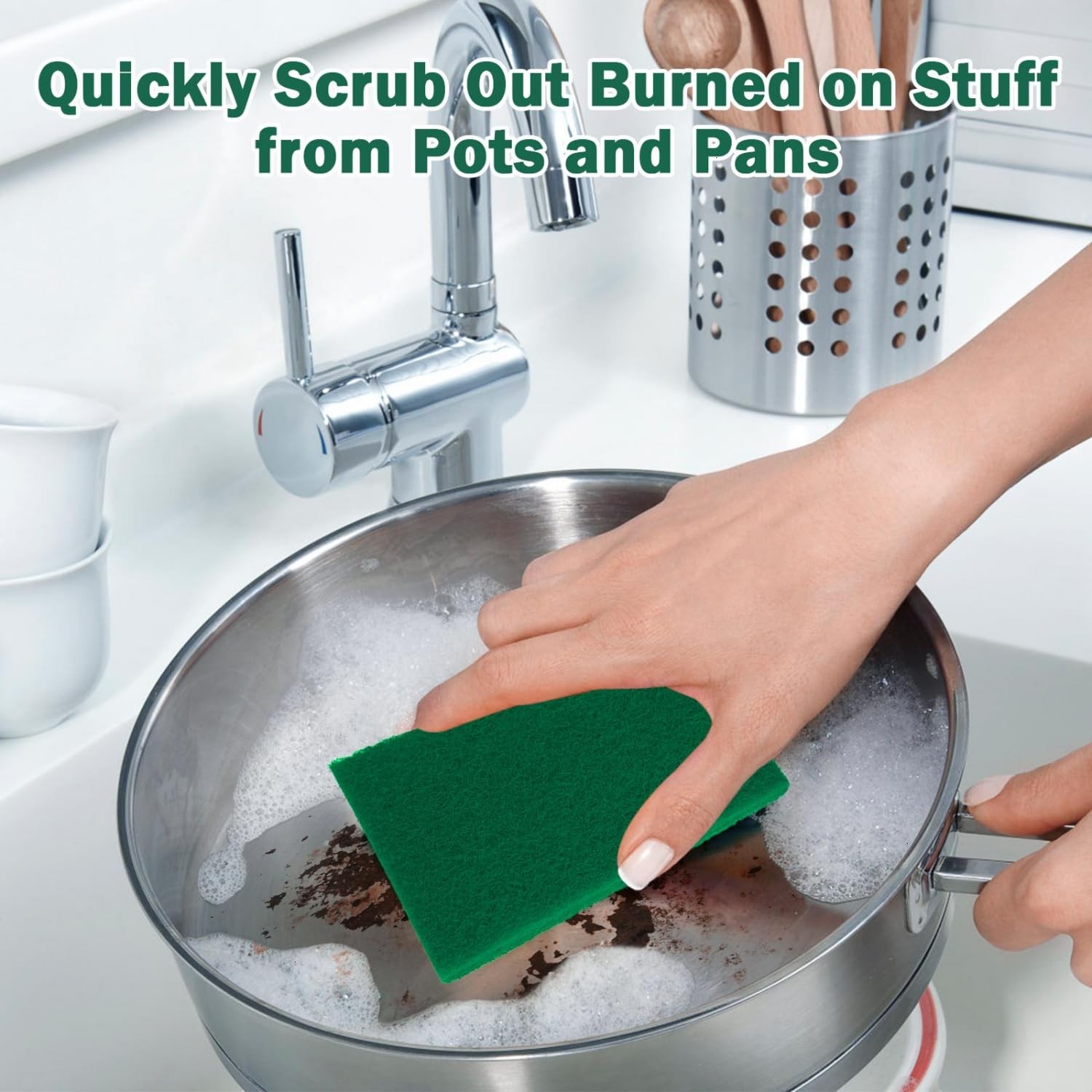 40 Pcs Scouring Pad, Dish Scrubber Scouring Pads,4 x 6 inch Green Reusable Ho…