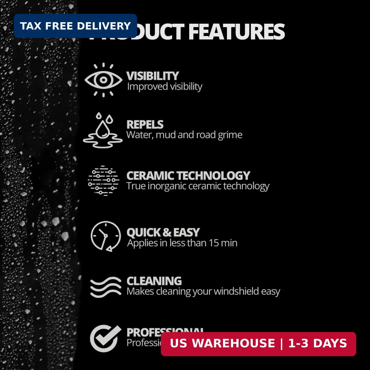 CERAKOTE® Ceramic Glass Coat Protectant – Hydrophobic Automotive Rain Repellant,
