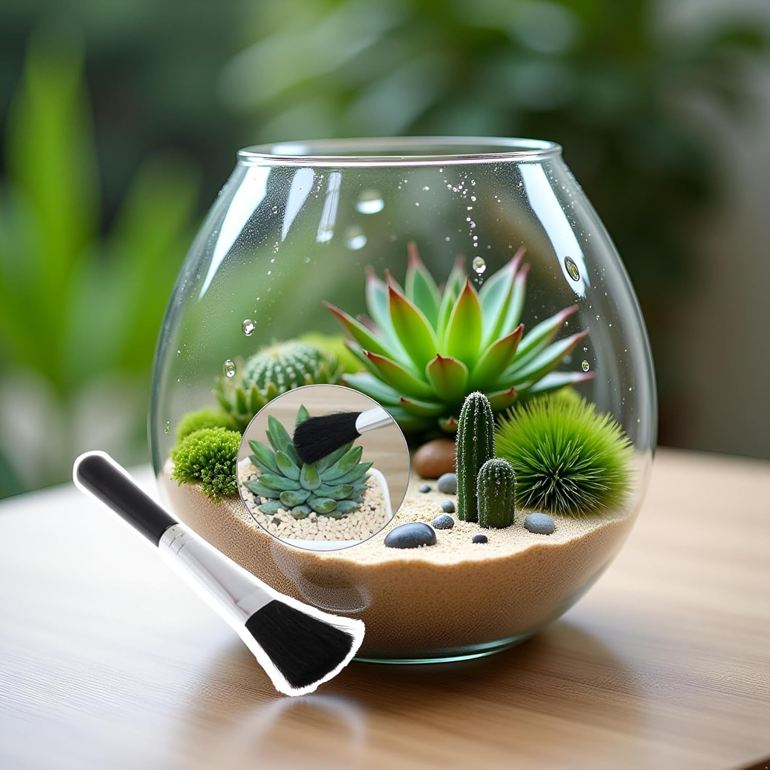 JJLFresheners Black Succulent Cleaning Brush Landscape Miniature Moss Tool