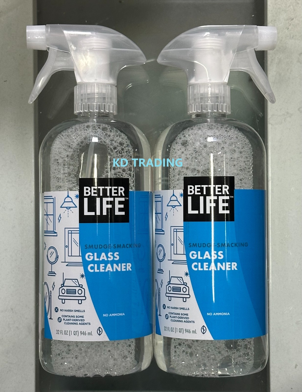 2-Pk~ BETTER LIFE Plant-Derived SMUDGE SMACKING Ammonia Free GLASS CLEANER 946ml