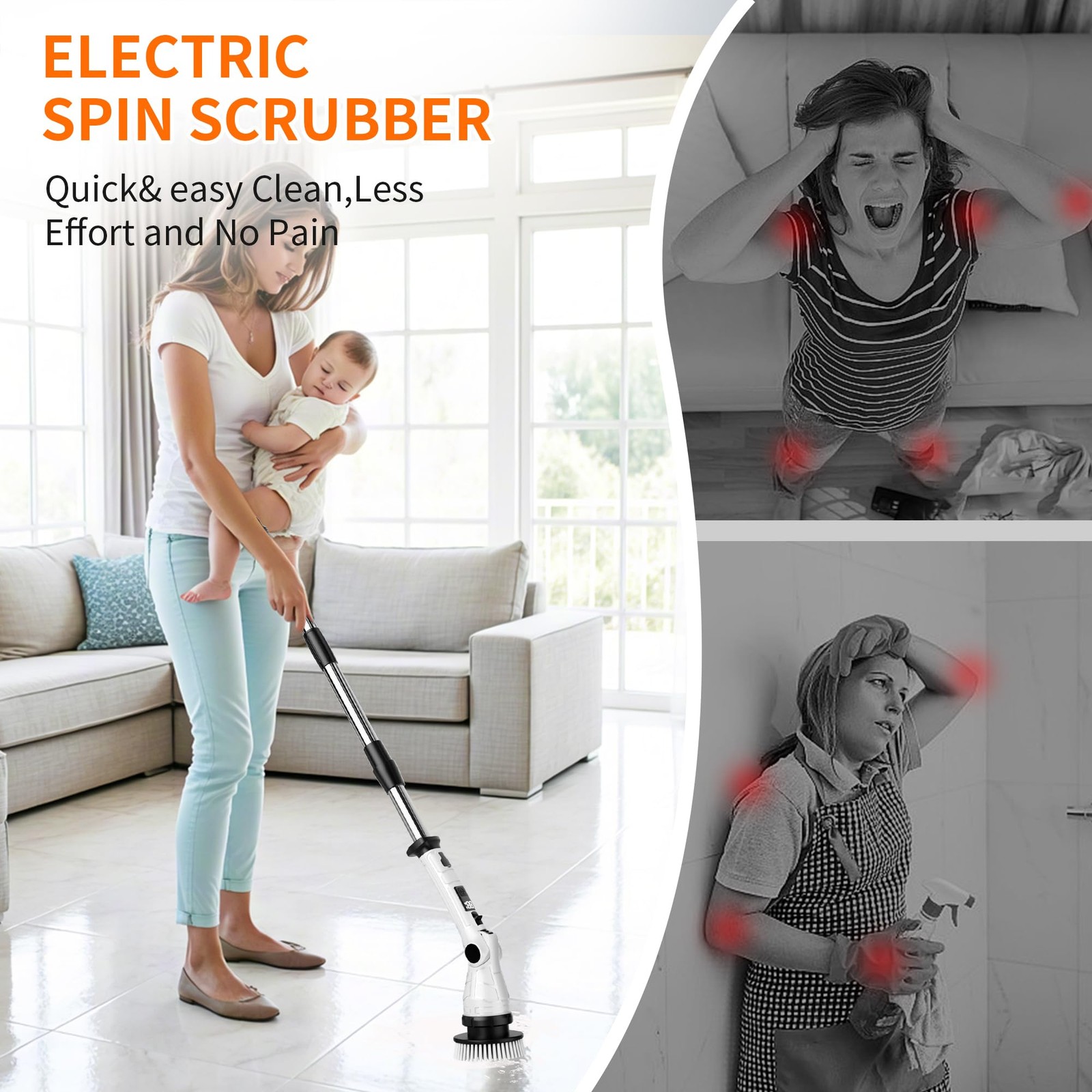 Electric Spin Scrubber, Power Electric Scrubber for Cleaning, Shower Cordless…