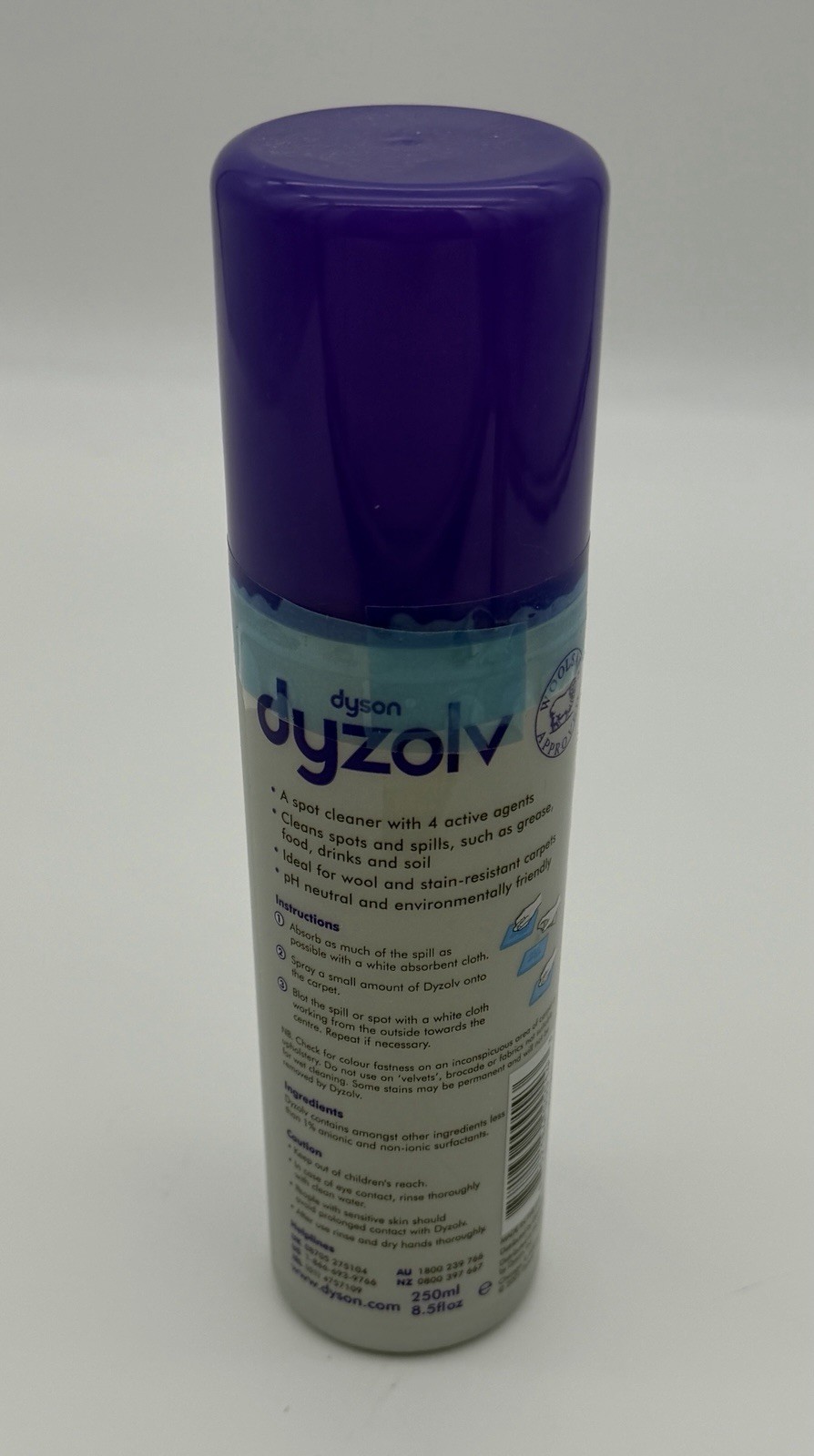 NEW Dyson Dyzolv Spot Cleaner with 4 Active Agents for Carpets & Rugs 8.5 oz