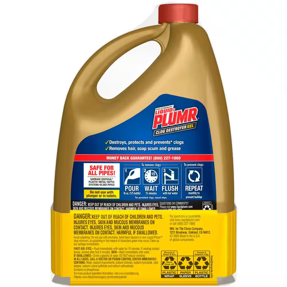 Liquid Plumr Pro Clog Destroyer Gel Drain Cleaner with Pipeguard (2-Pack) 160oz.