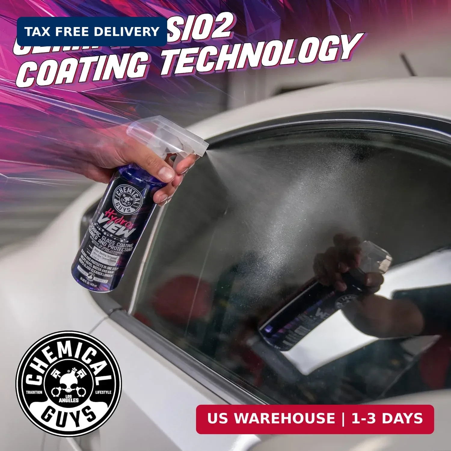 Chemical Guys HydroView Ceramic Glass Cleaner & Coating – Cleans & Adds Hydropho