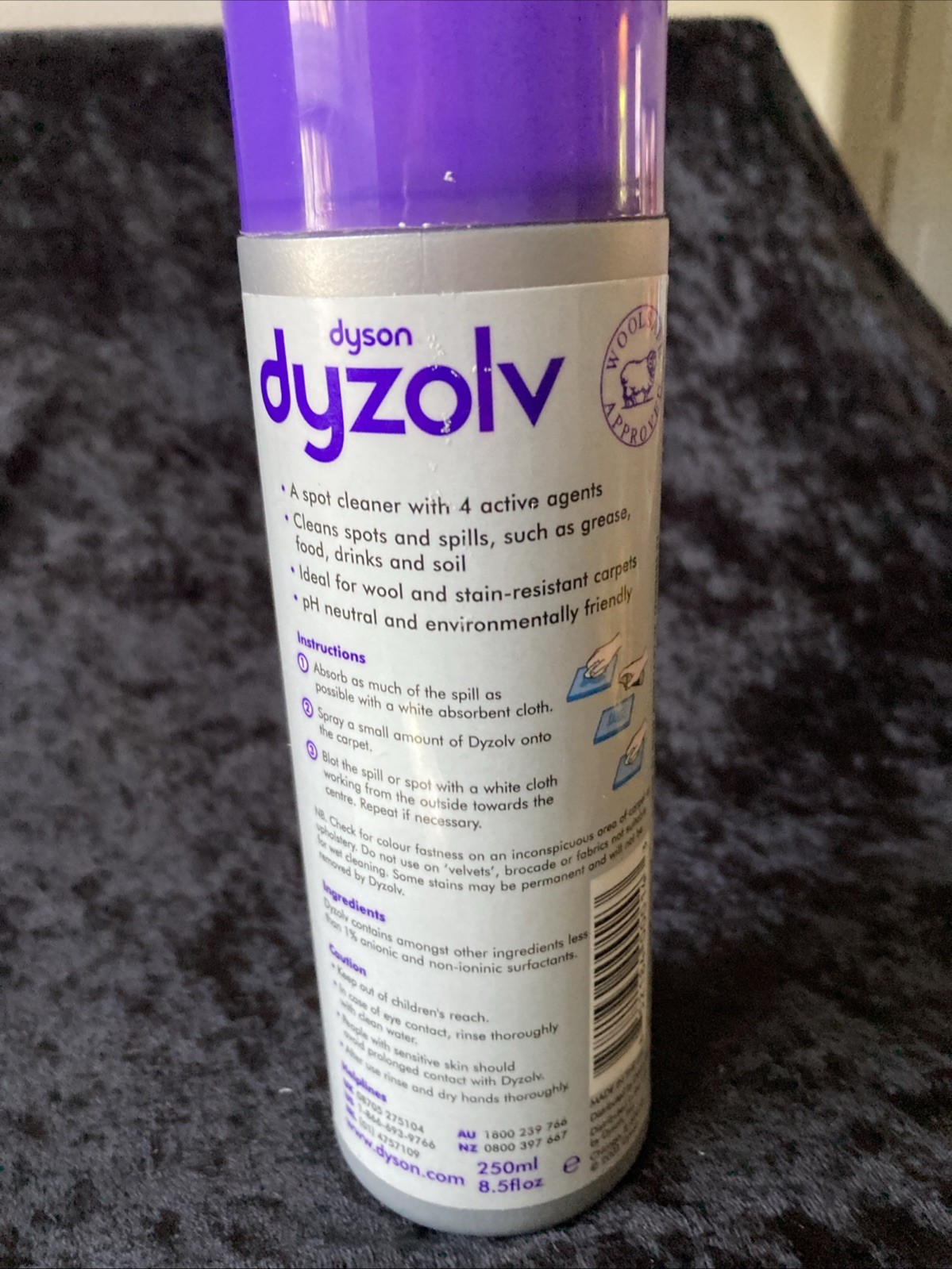 NEW Dyson Dyzolv Spot Spray Cleaner Carpets & Rugs 4 Active Agents 8.5 oz New