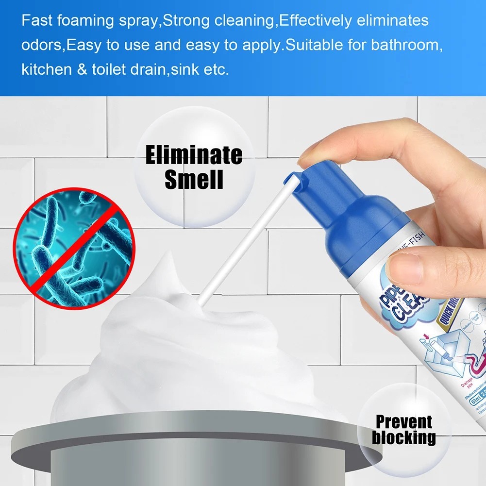 Grease & Odor Remover Foam Rapid-Acting Pipe Cleaner for Sink Drains