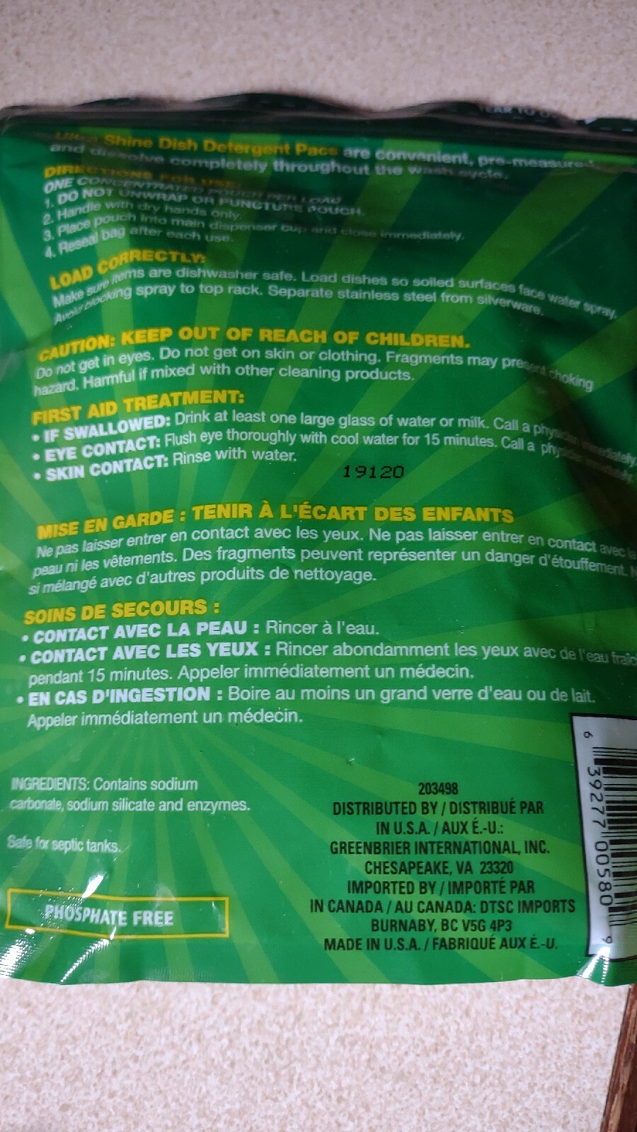 Ultra Shine Dishwasher Detergent Fresh Pods Clean Dishes 5 PODS in one bag