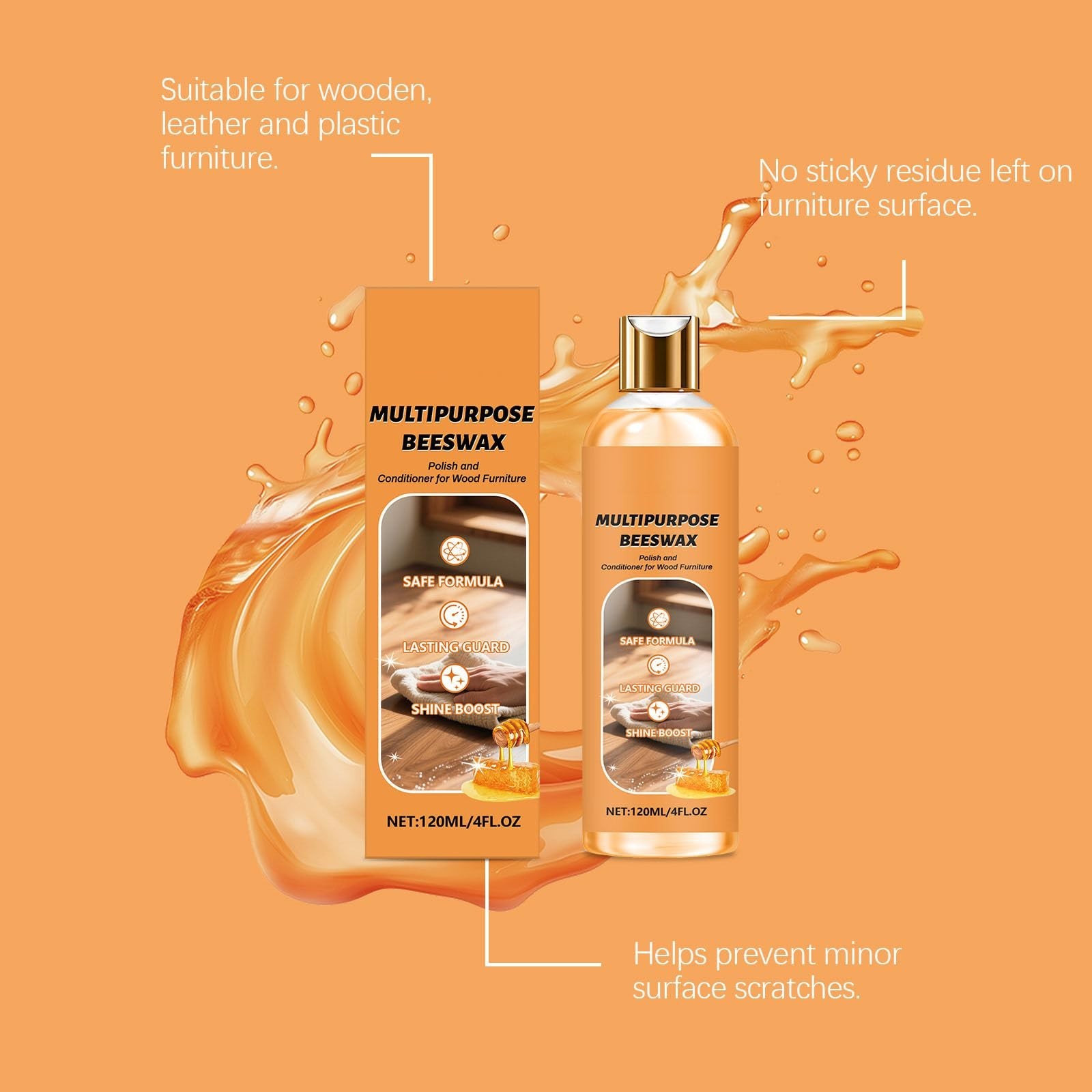 Natural Wood Polish Cleaner & Conditioner – 3 in 1 Plant-Based Care for Furnitur