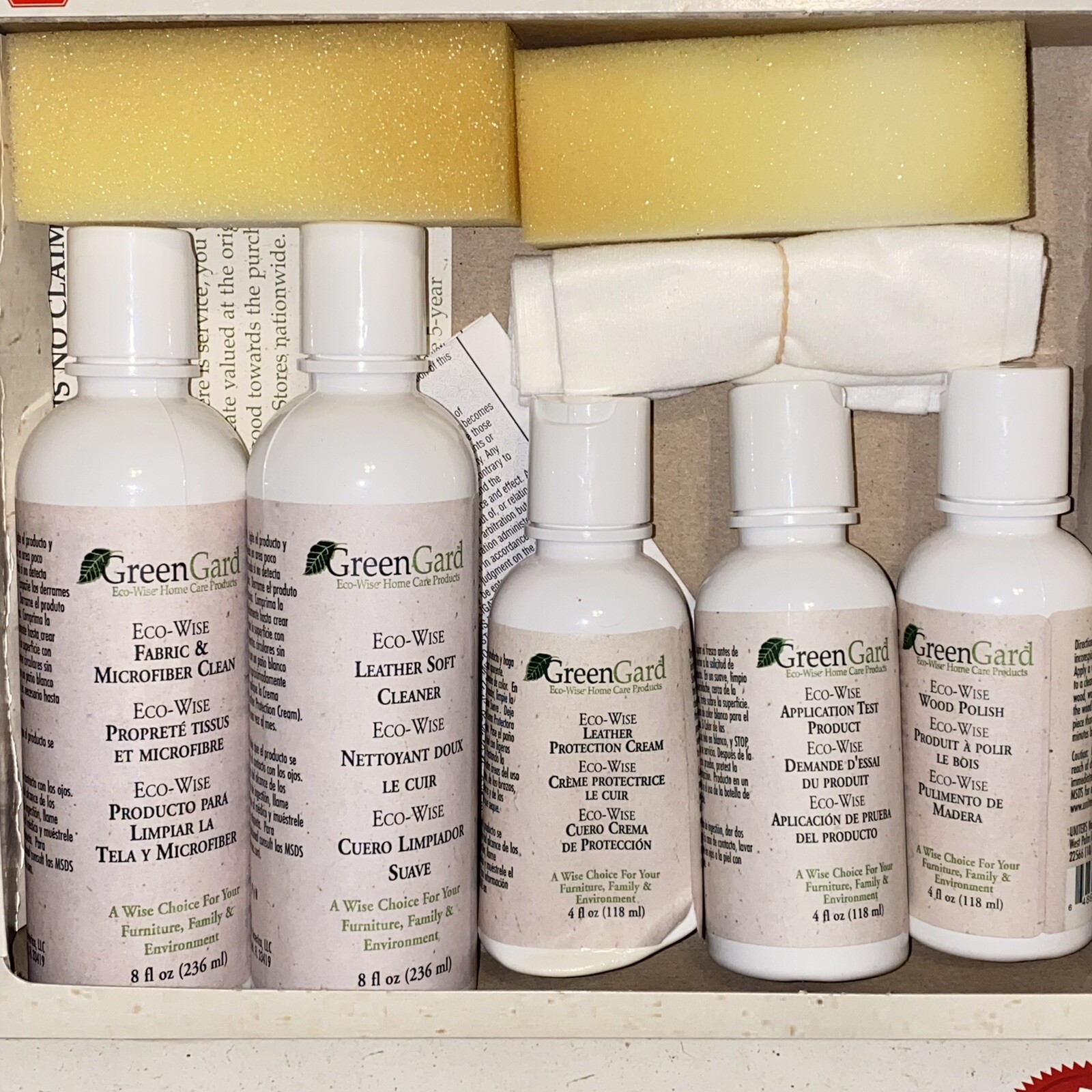 Green Gard Eco Wise Home Care Furniture Products for Fabric Leather & Wood 9 Pcs