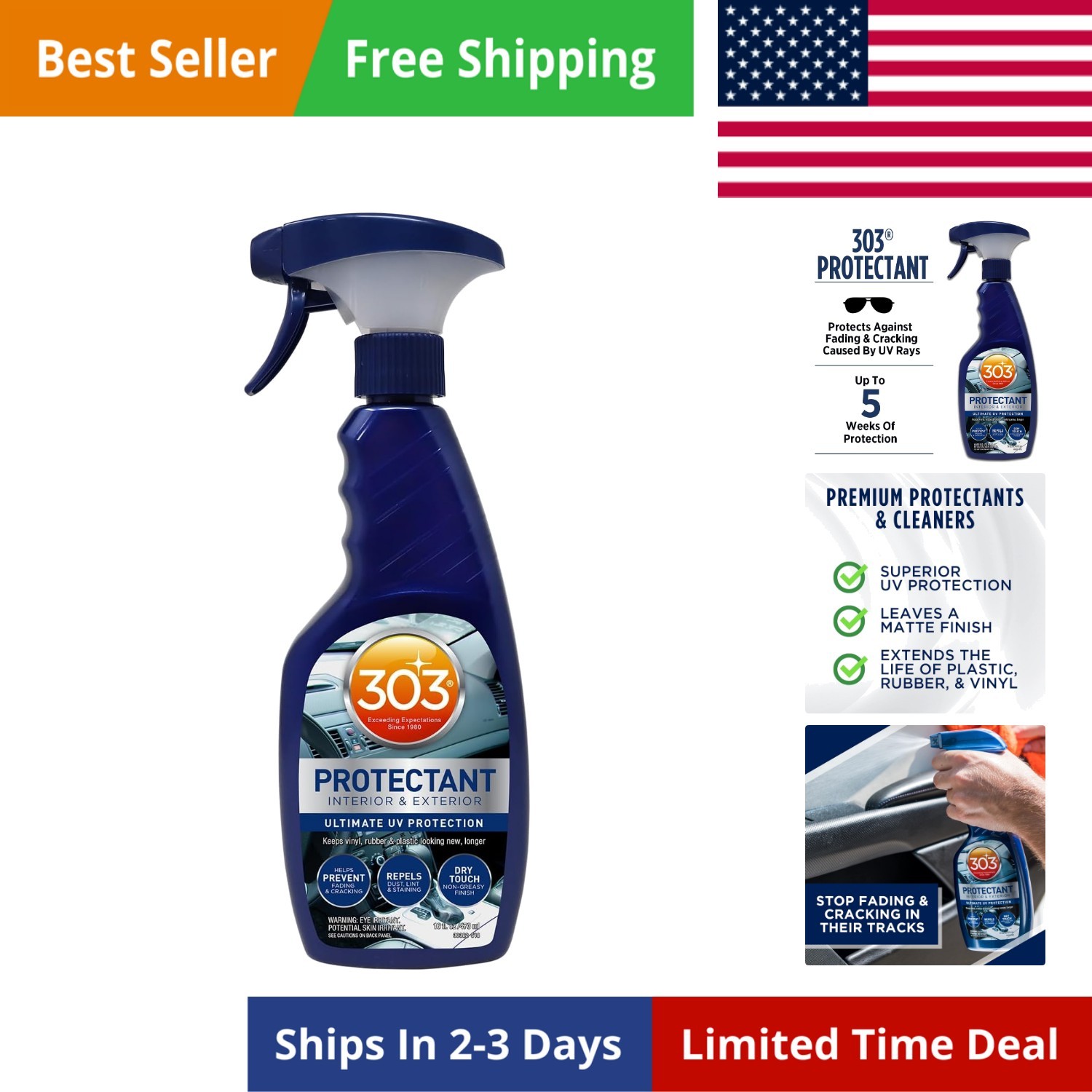 Automotive Protectant Spray – Helps Prevent Fading & Cracking, Repels Dust, L…
