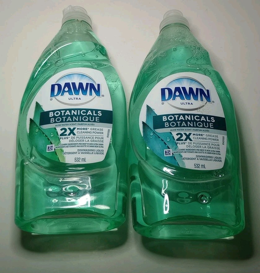 2 Dawn Ultra Botanicals Aloe Water Scent 532 mL 2x More Grease Cleaning Power