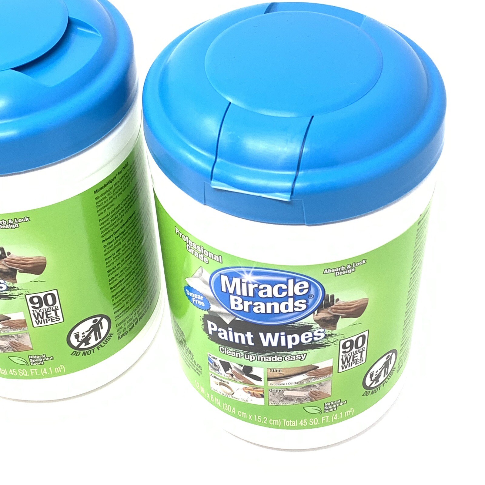 Lot of 2 Miracle Brands Paint Wipes – Textured Wet Wipes 180 Ct Total – 12″ x 6″