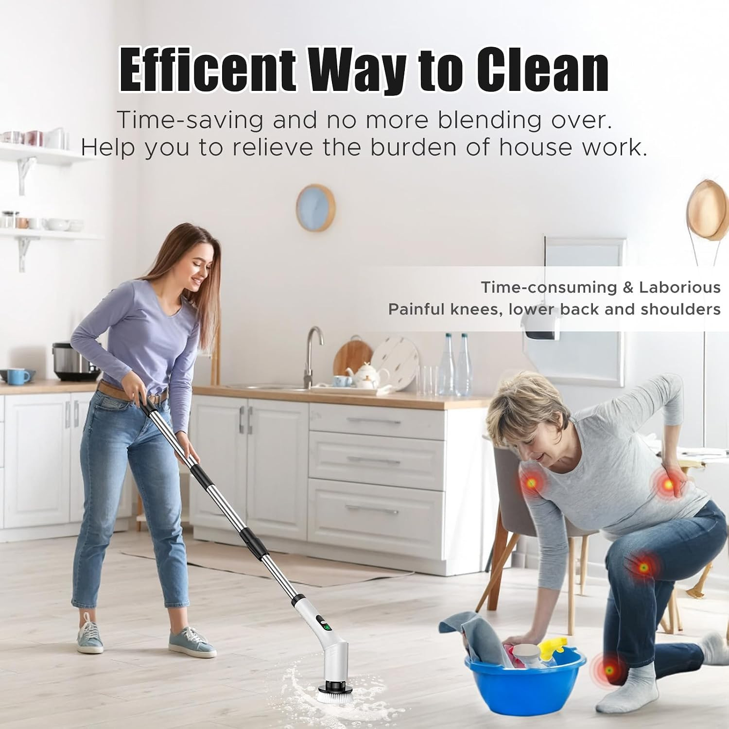 Electric Spin Scrubber, Bathroom Scrubber, Cordless Shower Cleaner Brush, 9 Repl