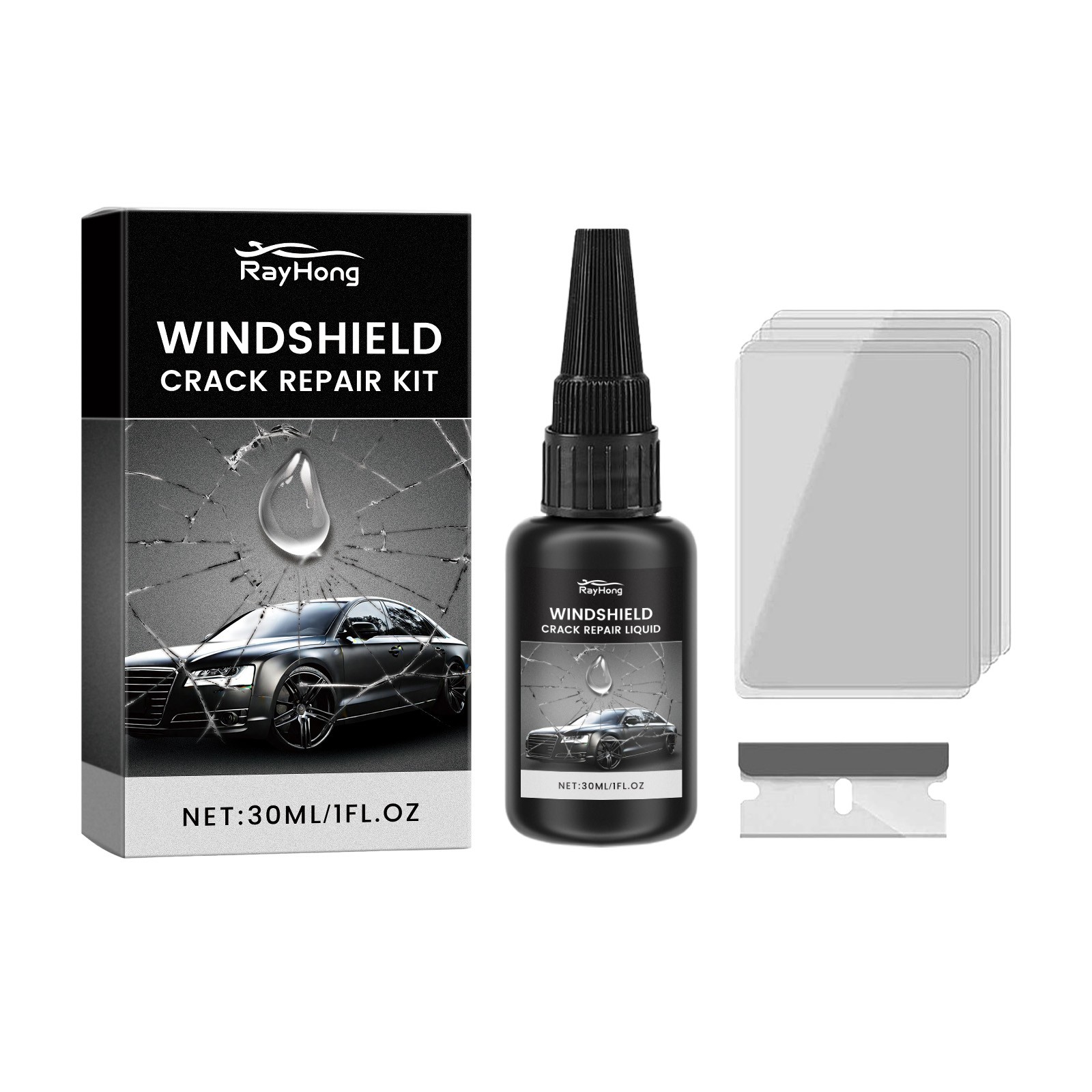 Windshield Crack Repair Resin – Rock Chip Fix Glass Liquid UV Cure DIY