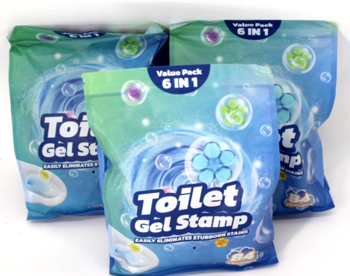 3x 84 Toilet Gel Stamp 6 in 1 Deodorizer, Long Lasting Fragrance &Stain Remover