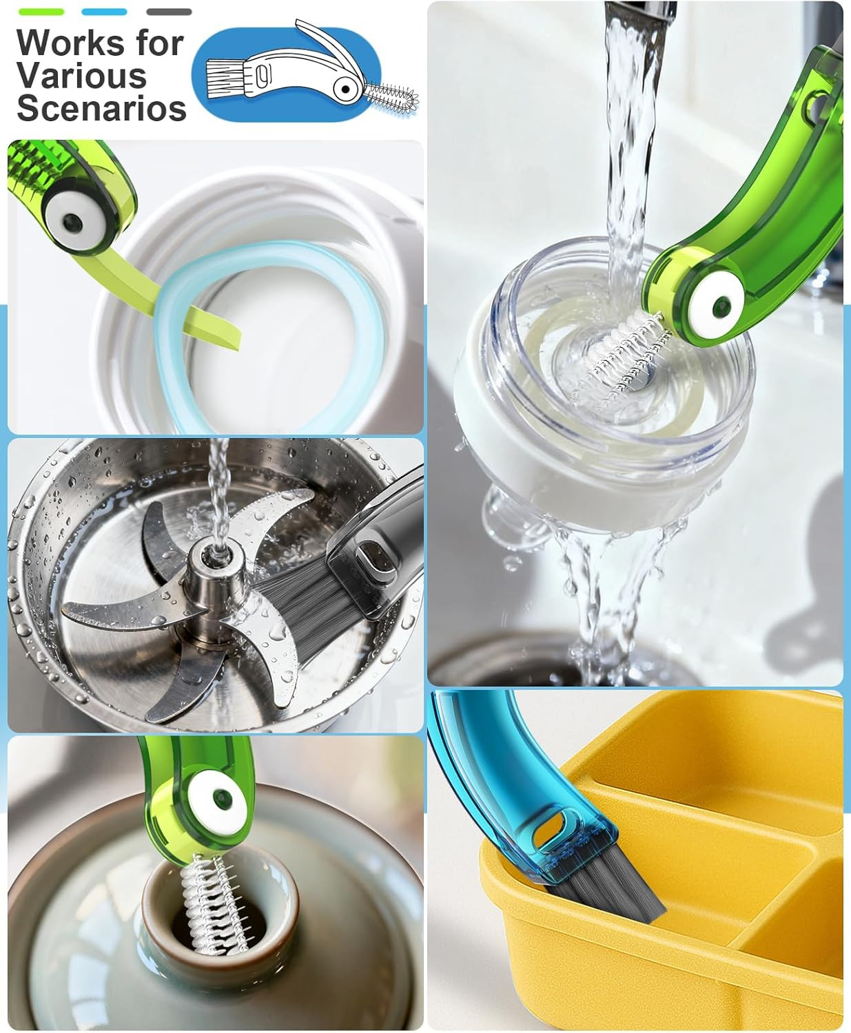 3 in 1 Cup Lid Cleaning Brush 3 PCS – Home Kitchen Multifunctional Cleaning Brus
