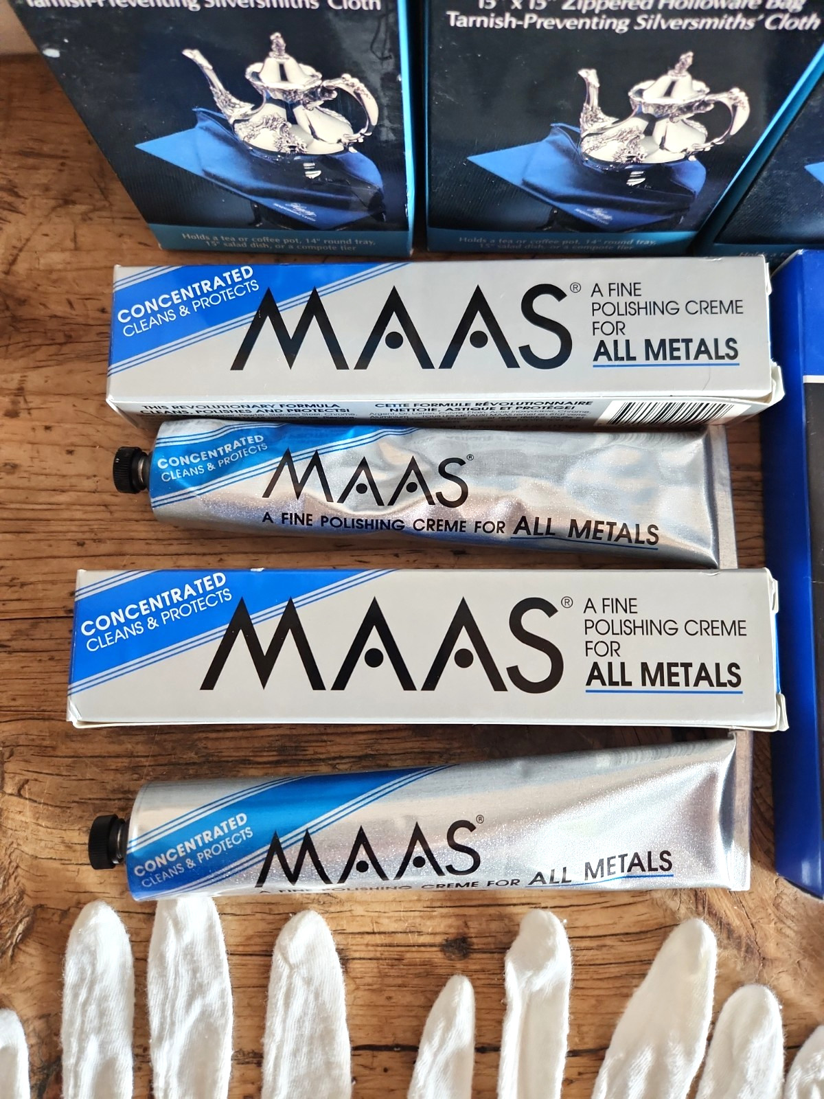 MAAS Fine Polishing Creme For All Metal Hagerty Silver Keeper Bags Gloves LOT