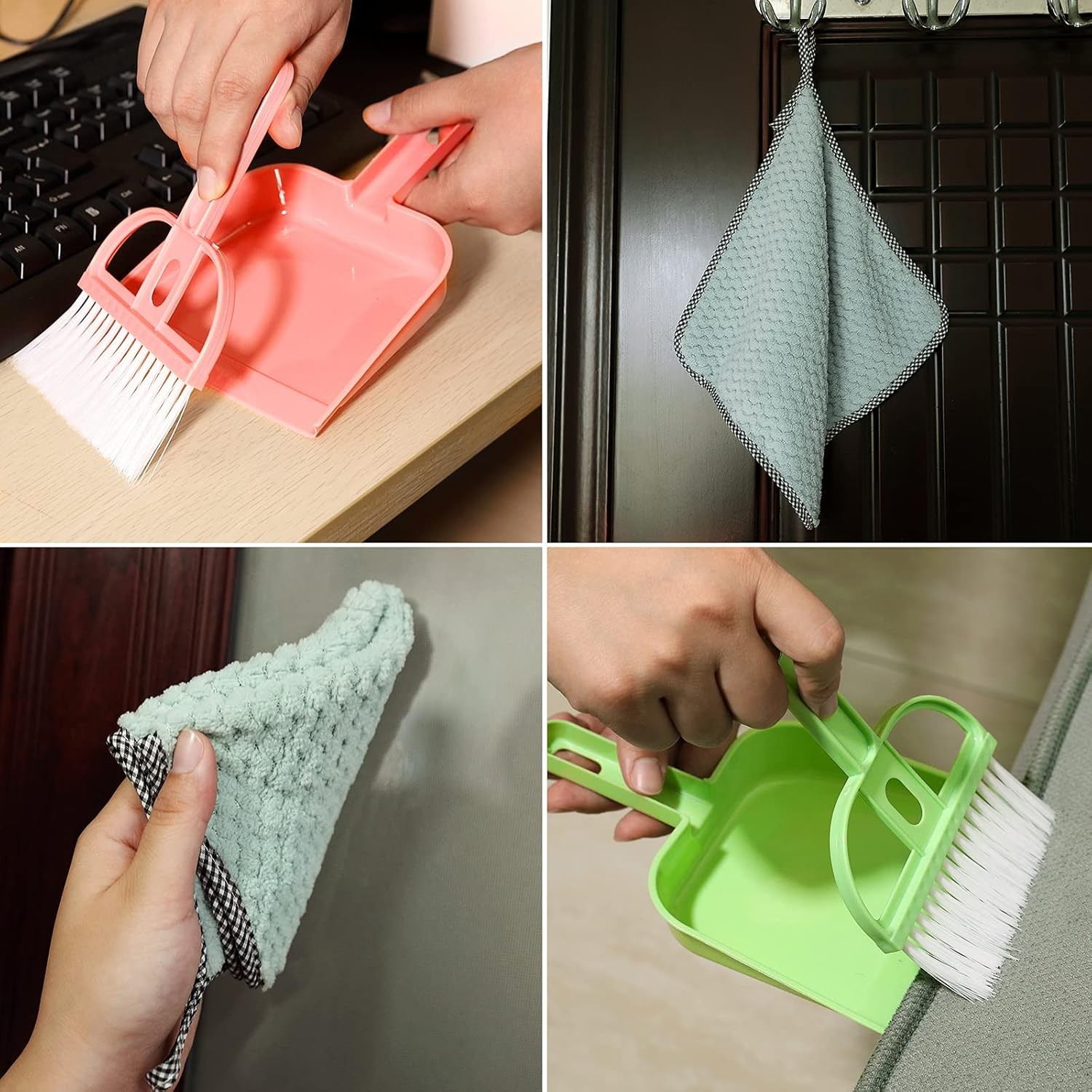 Loutor Mini Hand Broom and Dustpan Set Small Dust Pans with Brush Set