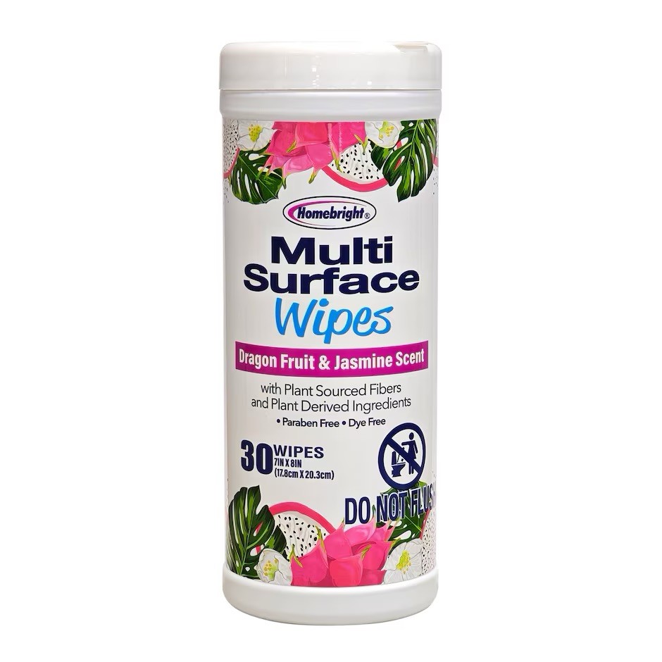Homebright Dragonfruit And Jasmine Scented Multi Surface Wipes, 30-pc Set Of 2