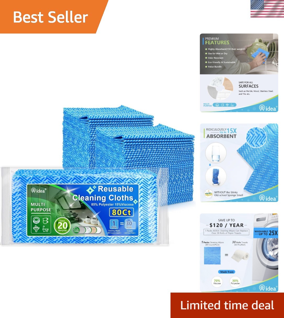 Machine Washable 80 Count Cleaning Cloths – Effortless Clean for Your Space