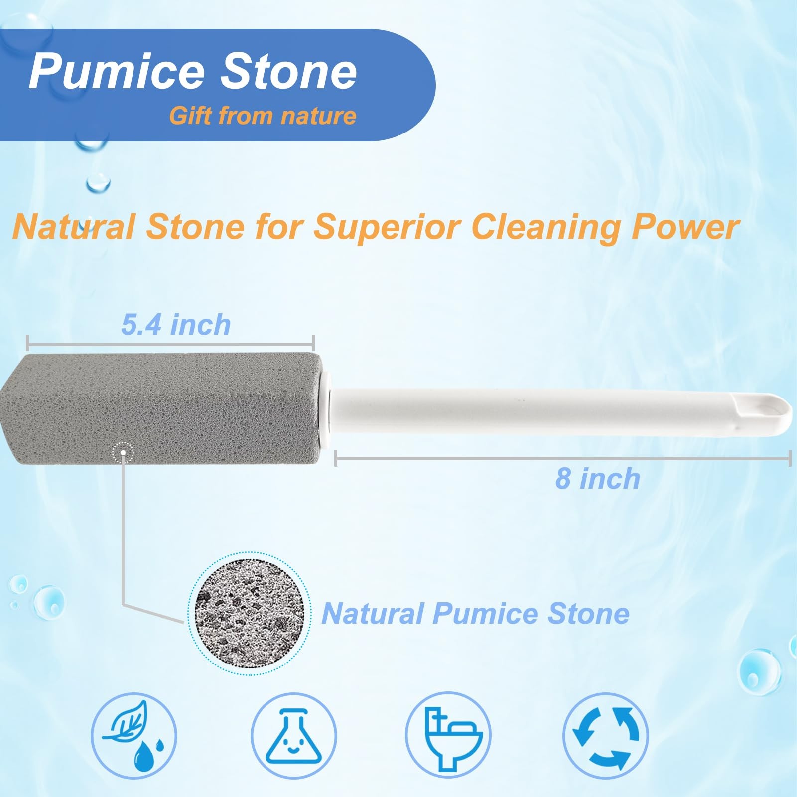 Pumice Stone Toilet Bowl Cleaner with Extra Long Handle – Effortlessly Remove
