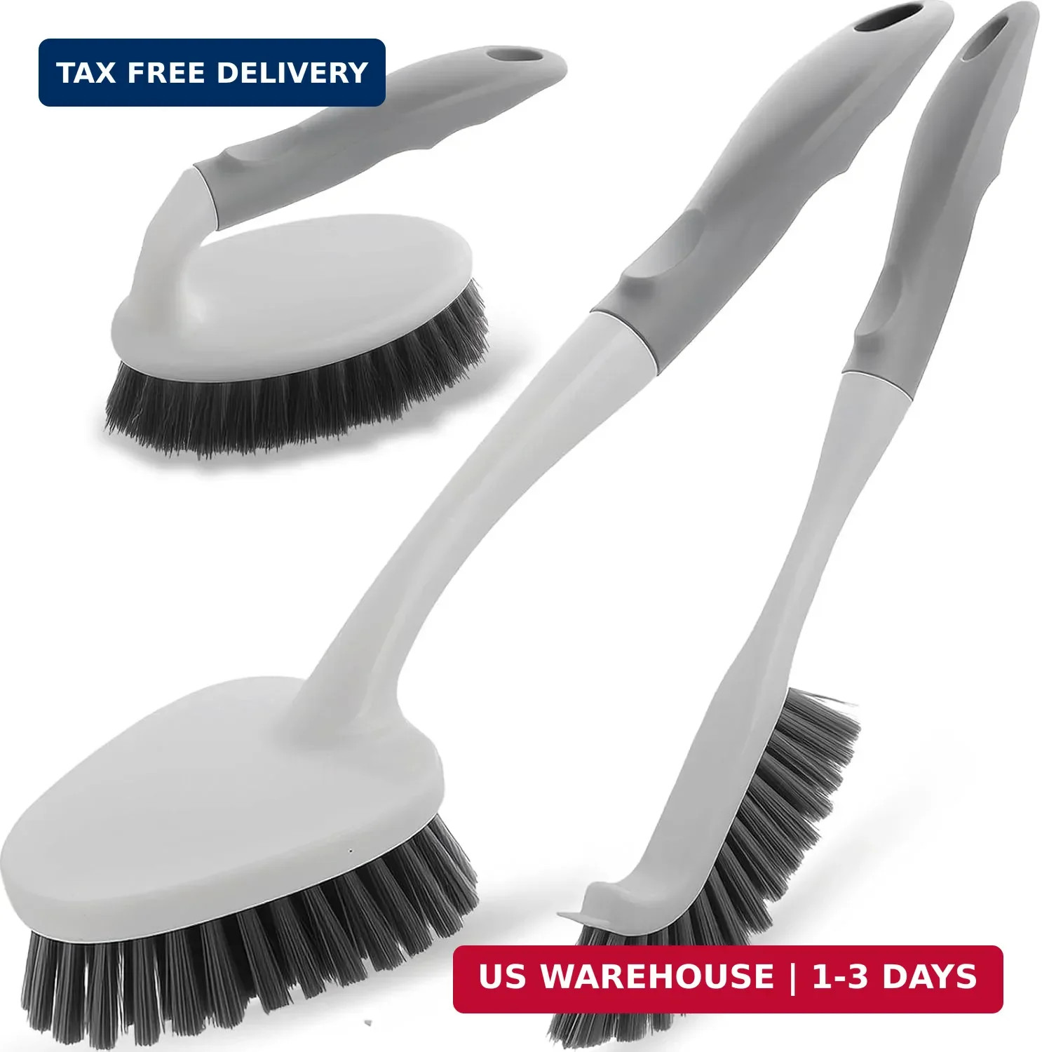 3 Pack Heavy Duty Scrub Brush Set for Household Use, Long Scrub Brush, Handheld