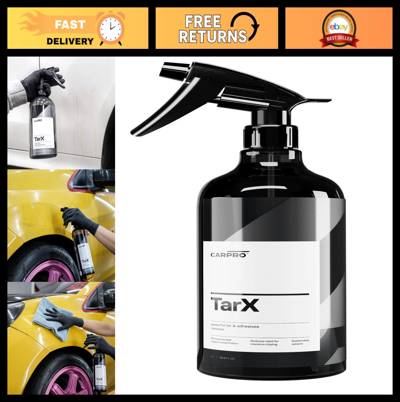 Tar & Adhesive Remover – Professional Strength Sap, Dirt & Bug Cleaner – 34oz Sp