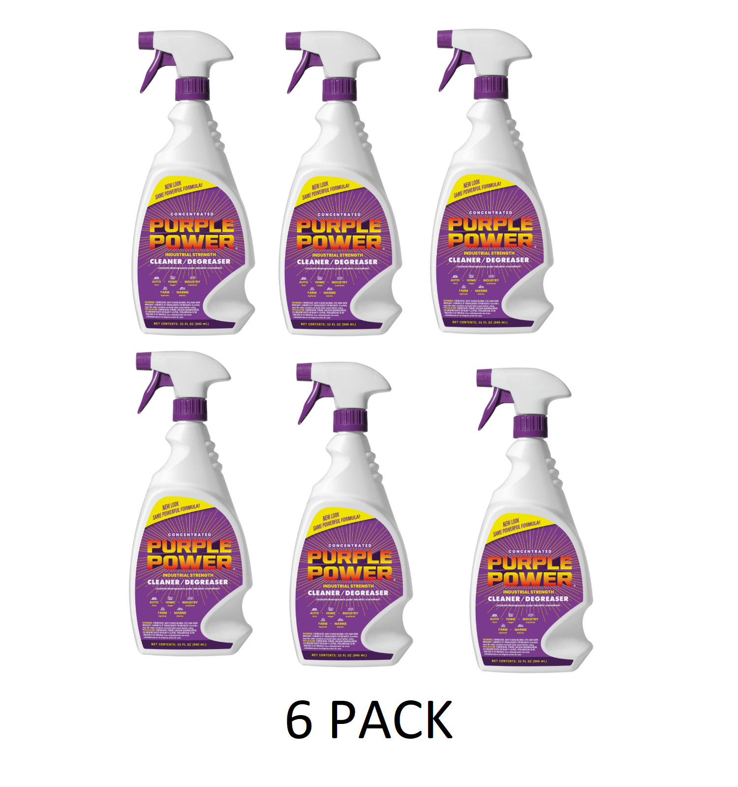 6 PACK Purple Power Concentrated Industrial Cleaner/Degreaser, 32 oz