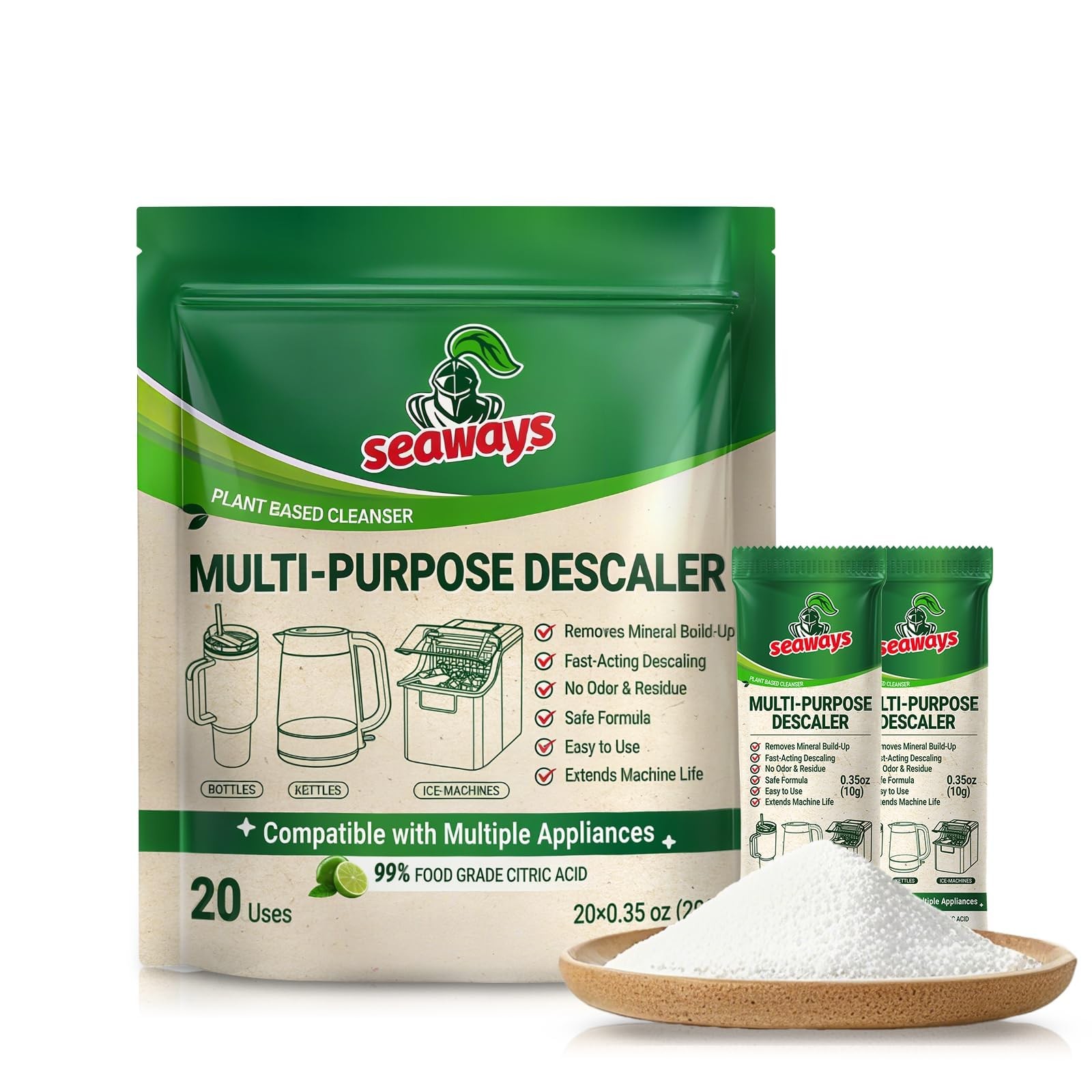 Multi-Purpose Descaler and Cleaner Powder(20-Uses) for Ice Maker Machine, Ket…