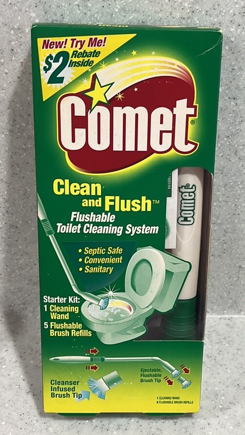 Vtg 2003 Comet Clean and Flush Flushable Toilet Cleaning System NOS~NIB~Prop/Use