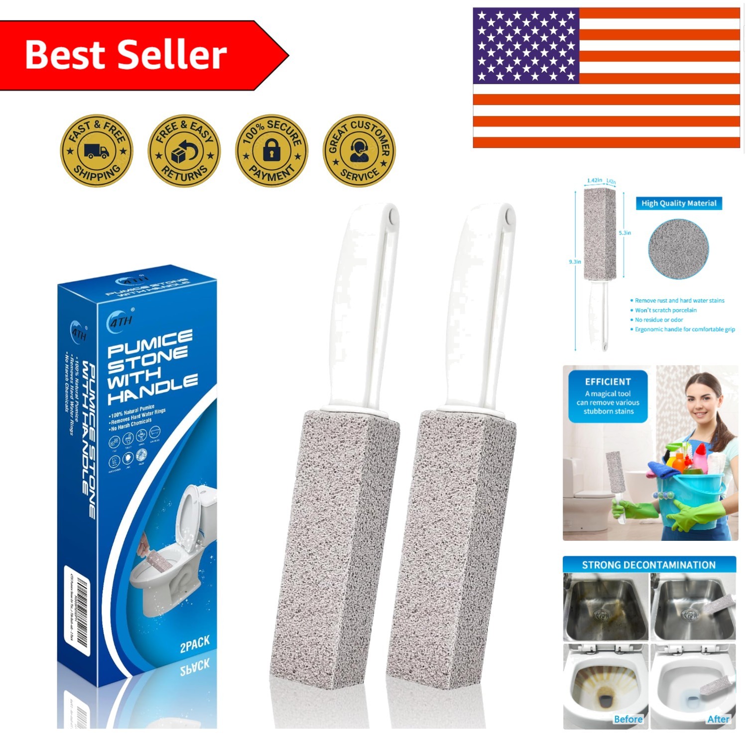 Compact Toilet Cleaner Stick – Removes Calcium, Iron, and Hard Water Deposits