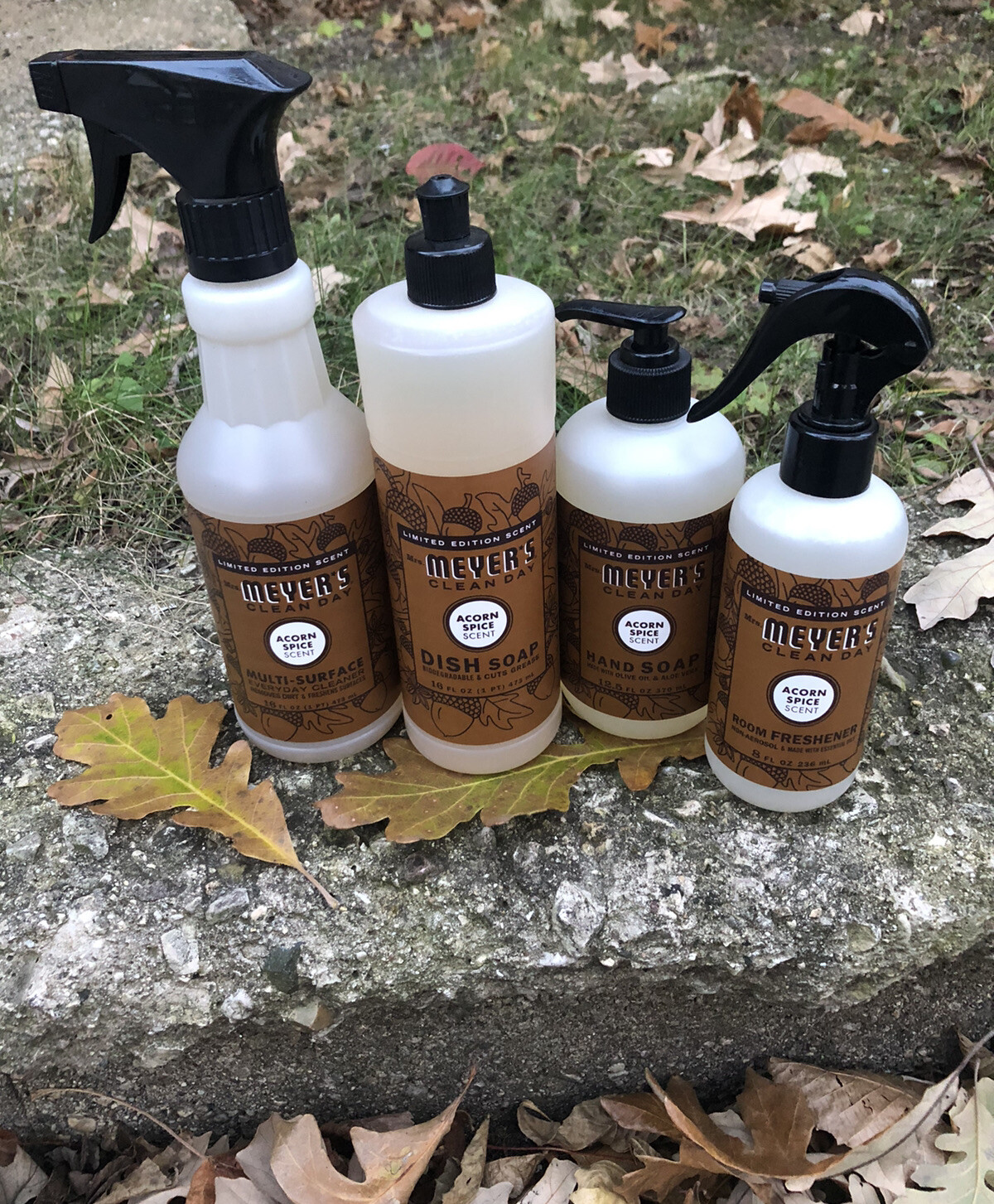(4) Mrs Meyers Acorn Spice Multi Surface Spray Hand Dish Soap Room Freshener
