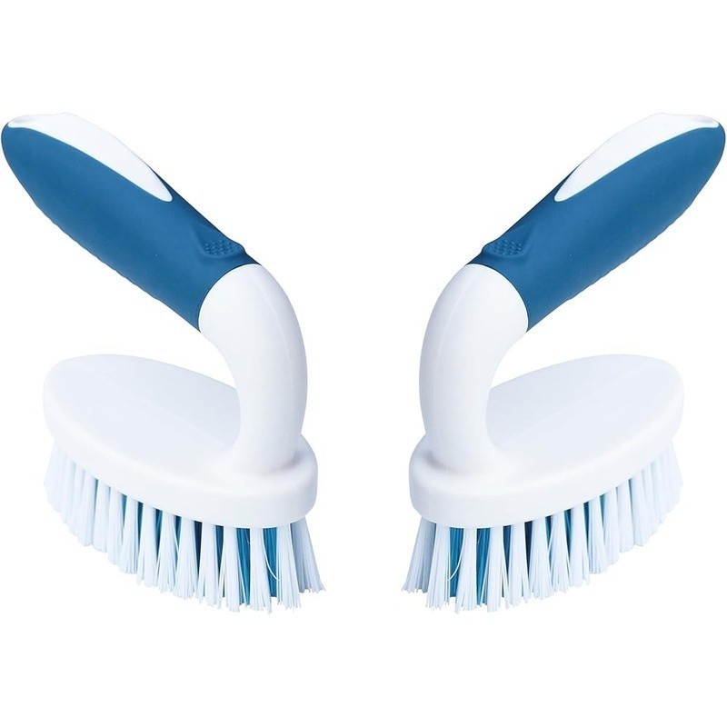 Sturdy Scrub Brushes 2 Pack Durable Bristles Easy Grip Household Cleaning Tools