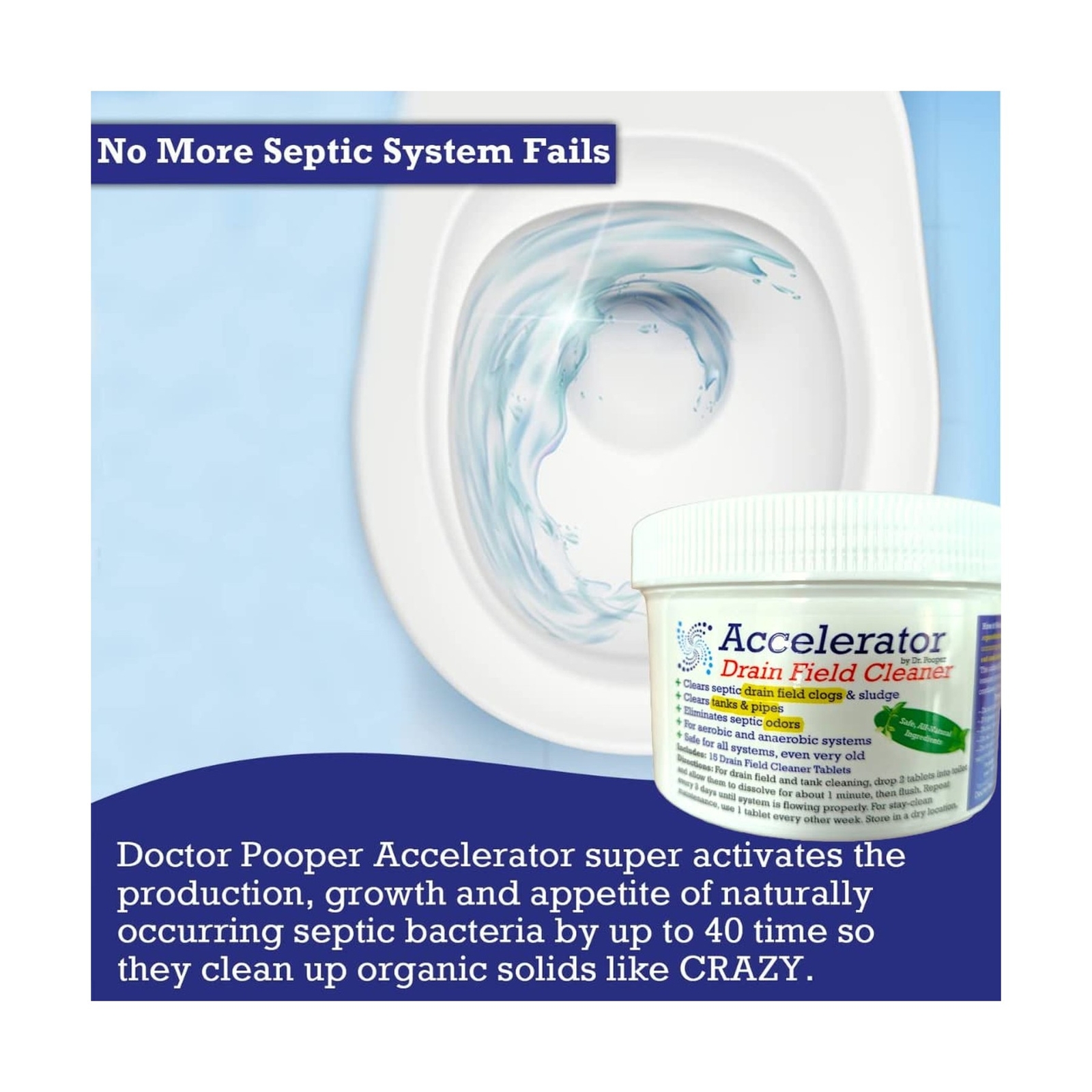 Septic Drain Field Cleaner by Dr. Pooper – Clears Septic System Leach & Drain…