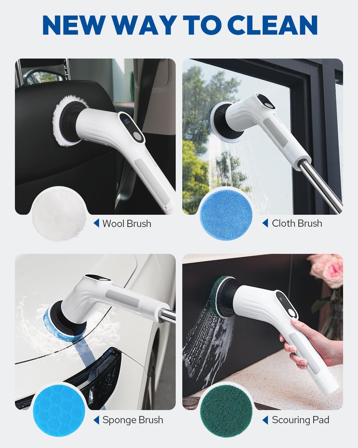 Electric Spin Scrubber for Cleaning – Upgraded Cordless Cleaning Brush Scrubb…