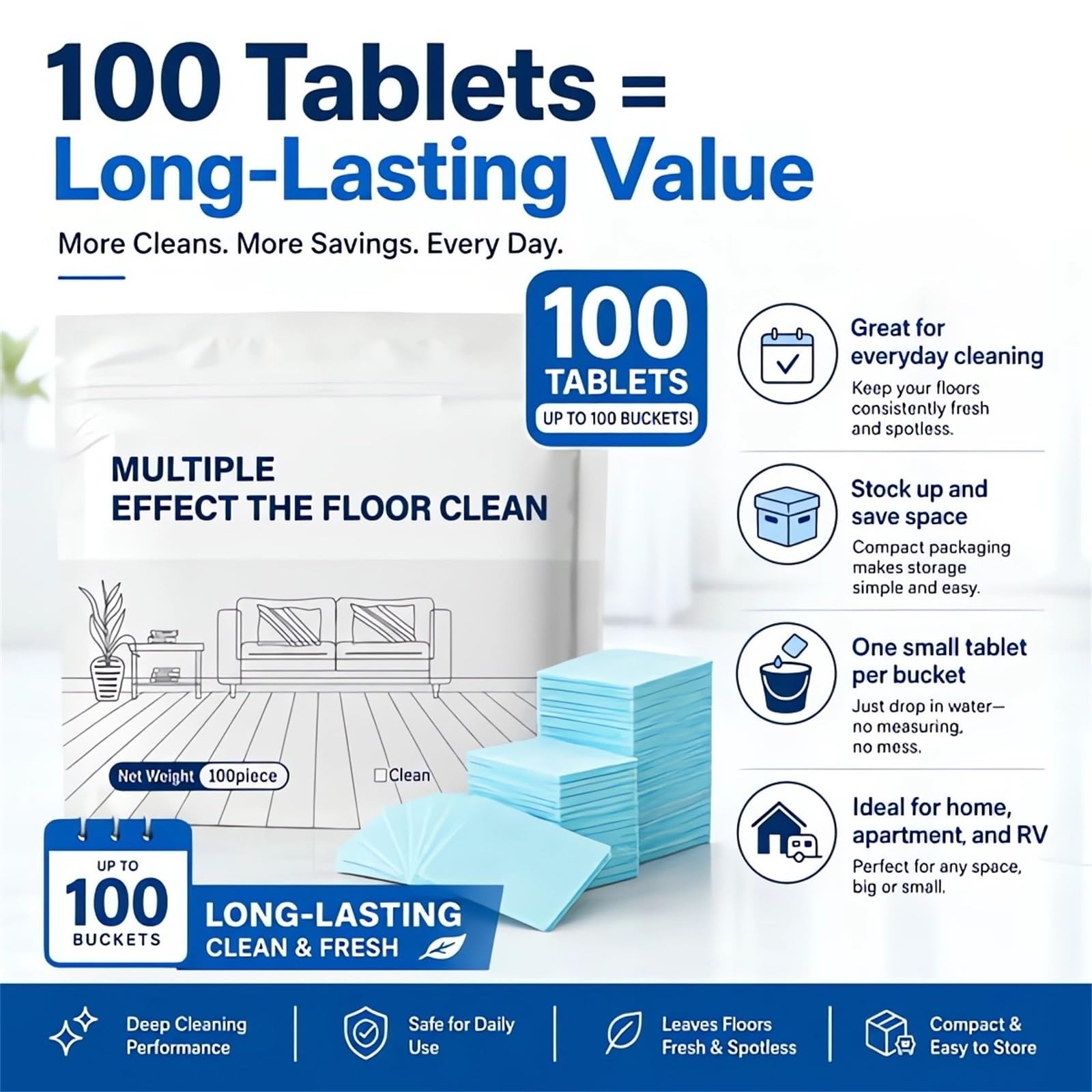 100pcs Multi-surface Floor Cleaning Tablets,Multiple Effect the floors Clean