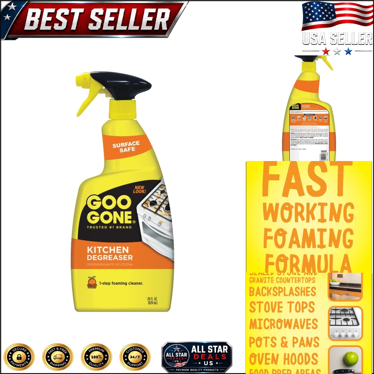 Powerful Kitchen Degreaser 28 Fl Oz – Citrus Scent, Safe & Effective Cleaner
