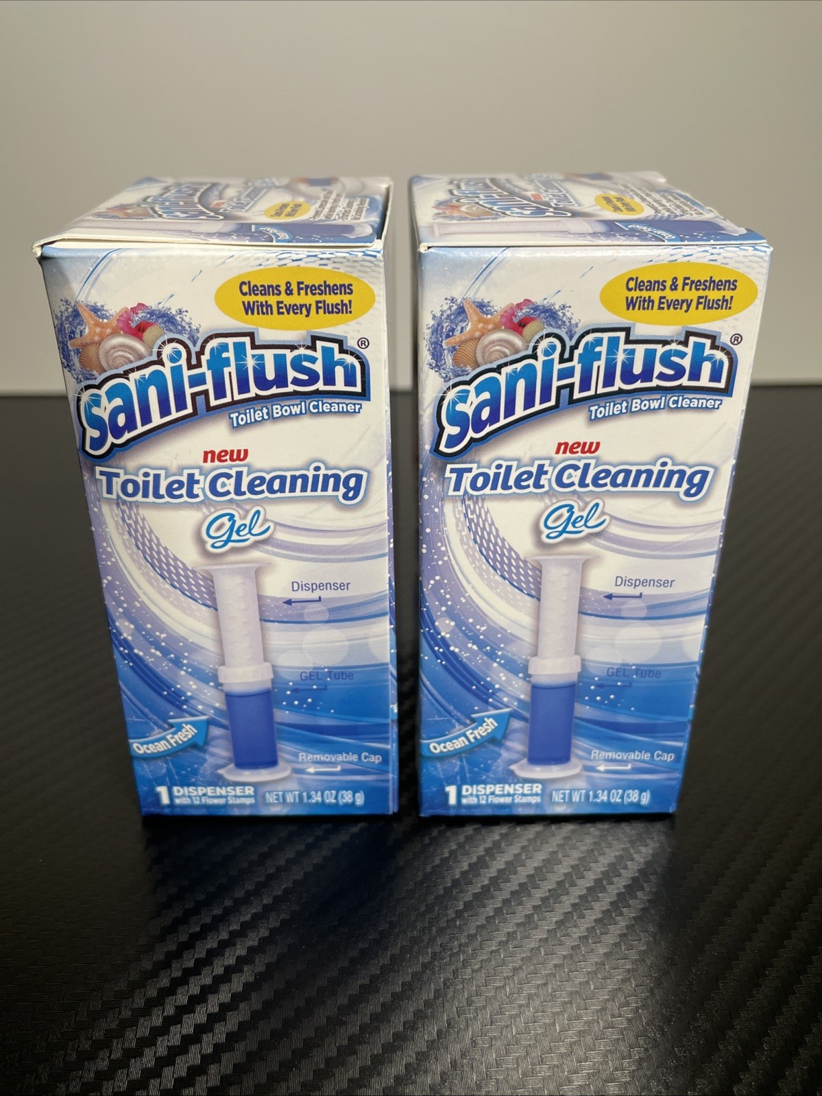 Lot Of 2 Sani-Flush Toilet Cleaning Gel Ocean Fresh 24 Flower Stamps Total