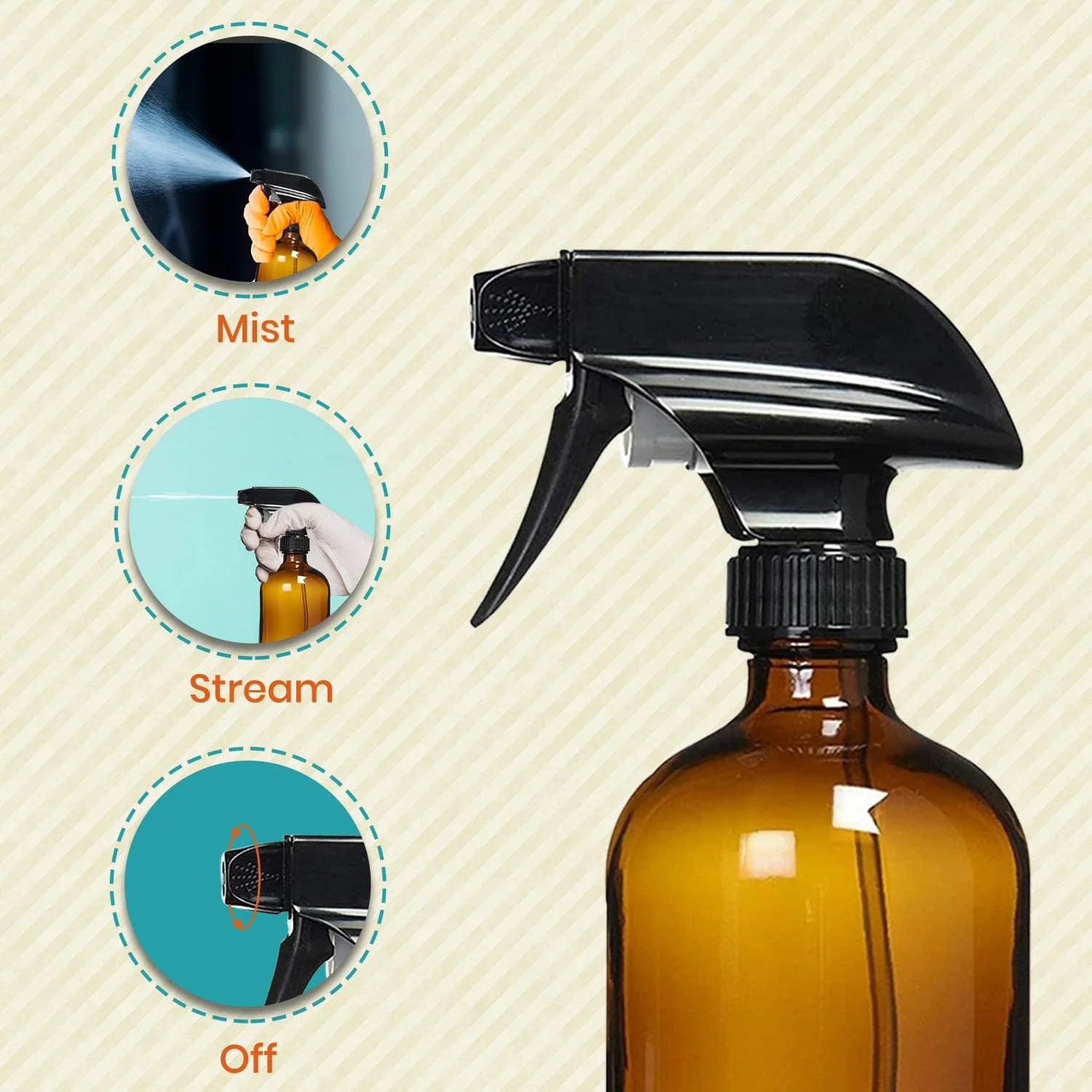 Homeries Amber Glass Spray Bottles For Cleaning Solutions (4 Pack) – 16 Ounce, R